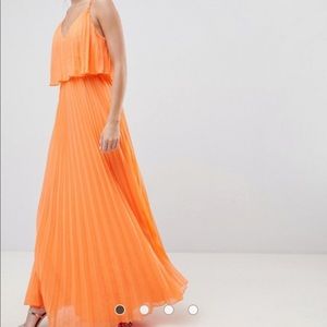 Orange crop top maxi dress.